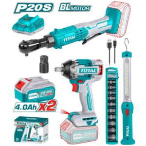 COMBO Pistola de impacto 500 NM + Ratchet de 3/8 + Lámpara y cubos