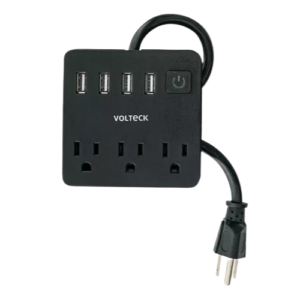 Regleta con 3 entradas y 4 ptos USB