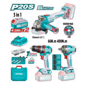 Combo Total 20V Pistola Impacto 135N + Rotomartillo + Taladro