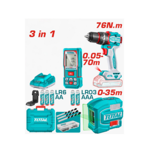 Combo Total 20V Taladro + Nivel Láser + Medidor