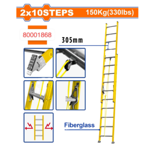 Escalera de Extensión Fibra de Vidrio 20 Peldaños 150 Kilos