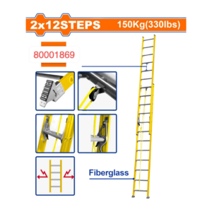 Escalera de Extensión Fibra de Vidrio 24 Peldaños 150 Kilos