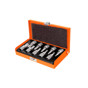 Juego de 10 Cubos Espiga de 3/8" Punta Torx Estuche Metálico