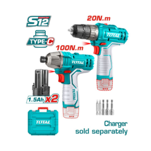 Combo Total 12V 2 PCS Taladro + Atornilladora + Puntas